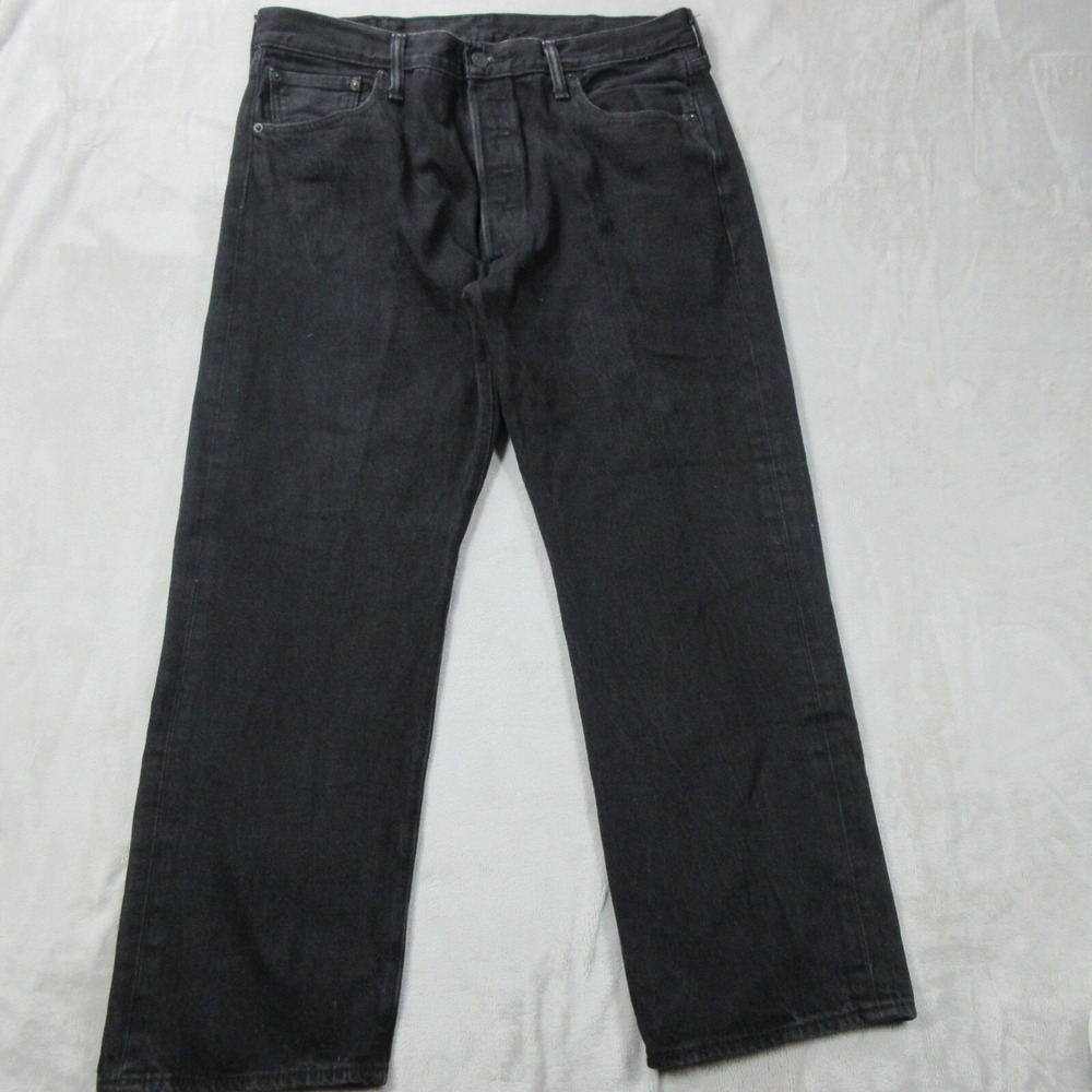Levis 501 Jeans Mens 36x28 Black Regular Straight Dark Wash Denim Tag‎ 38x30